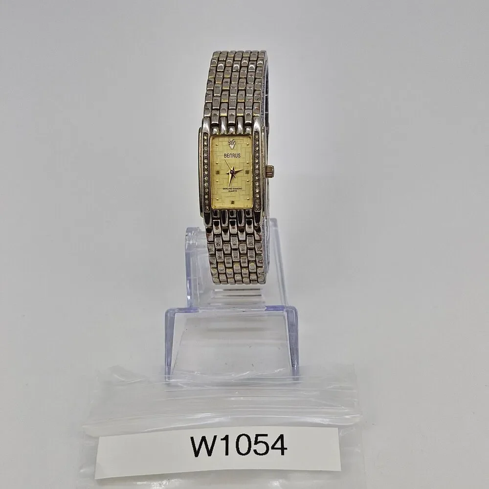 Benrus Women's Watch 19MM Gold Dial Diamond Bezel Gold Bracelet 6.5